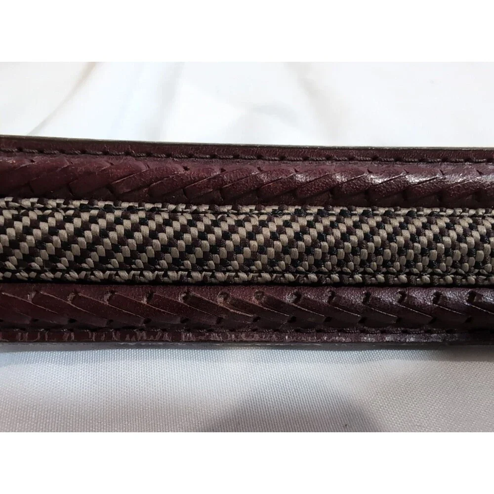 BRIGHTON BROWN LEATHER BELT MEN'S SIZE 40 BRASS BUCKLE BRAIDED WOVEN EUC